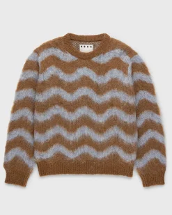 Alpaca Fuzzy Wave Sweater Lysebla/Brun