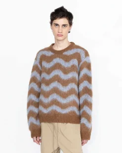 Alpaca Fuzzy Wave Sweater Lysebla/Brun
