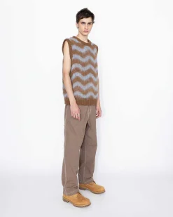 Alpaca Fuzzy Wave Sweater Vest Lysebla/Brun