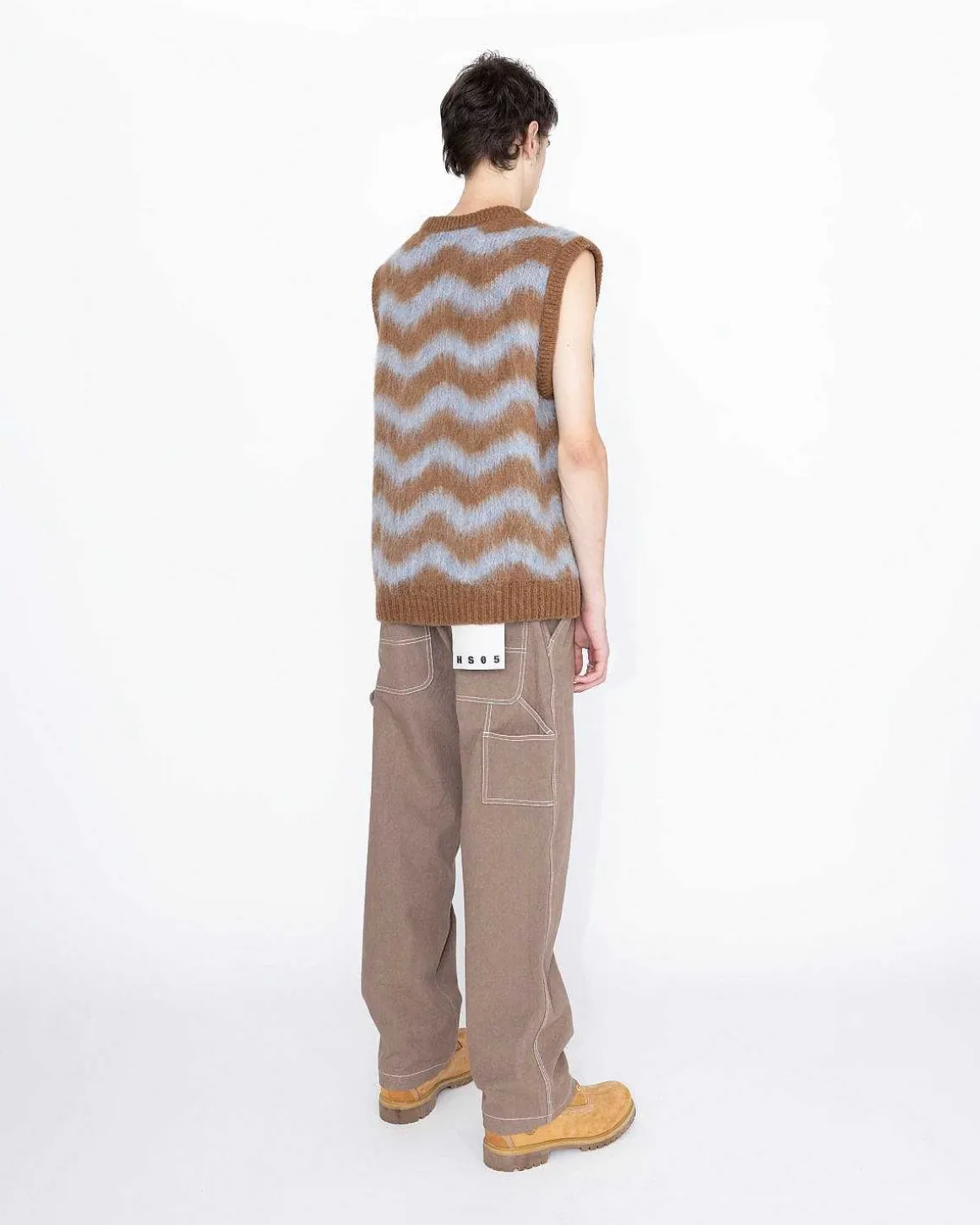 Alpaca Fuzzy Wave Sweater Vest Lysebla/Brun
