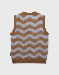 Alpaca Fuzzy Wave Sweater Vest Lysebla/Brun