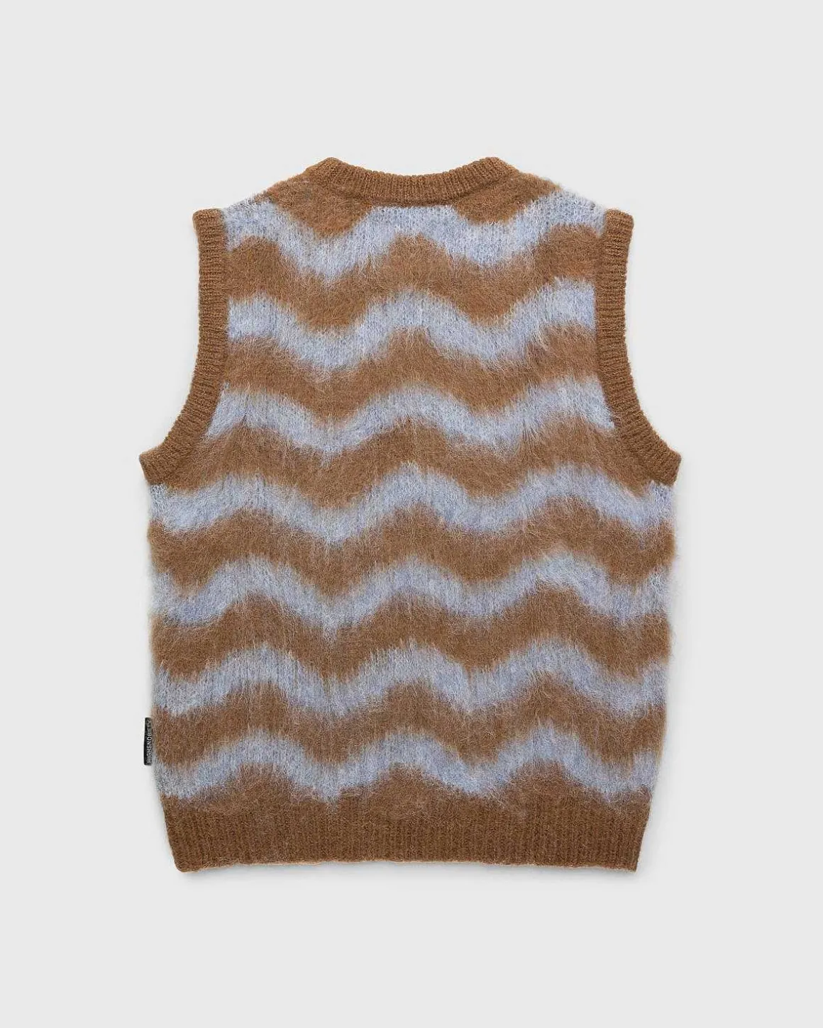 Alpaca Fuzzy Wave Sweater Vest Lysebla/Brun