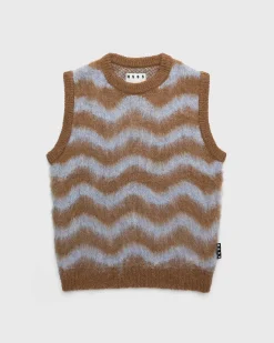 Alpaca Fuzzy Wave Sweater Vest Lysebla/Brun