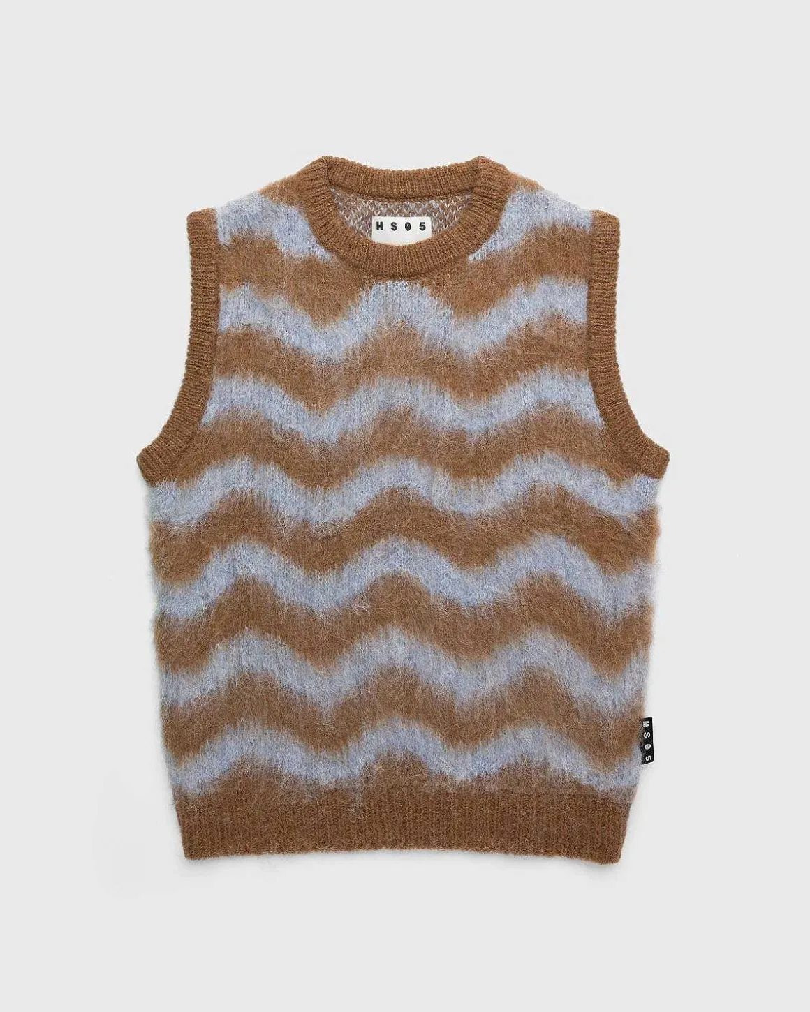 Alpaca Fuzzy Wave Sweater Vest Lysebla/Brun