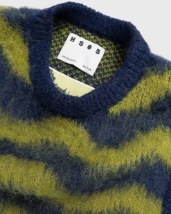 Alpaca Fuzzy Wave Sweater Vest Navy/Olive Gron
