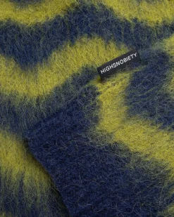 Alpaca Fuzzy Wave Sweater Vest Navy/Olive Gron