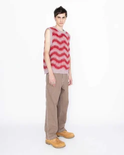 Alpaca Fuzzy Wave Sweater Vest Pale Rose/Red