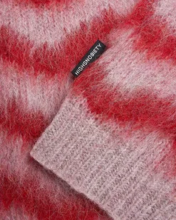 Alpaca Fuzzy Wave Sweater Vest Pale Rose/Red