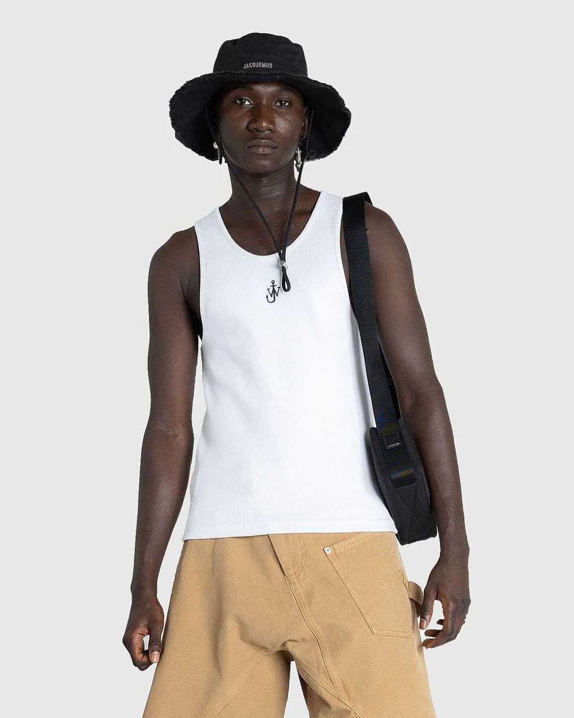 Anchor Embroidery Tank Top Hvid