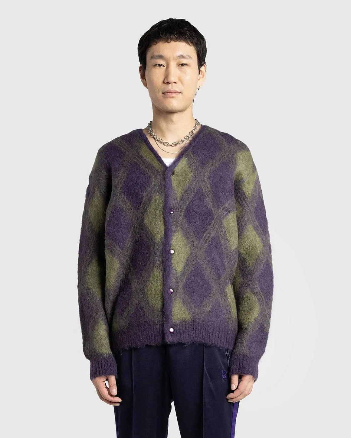 Argyle Mohair Cardigan Lilla