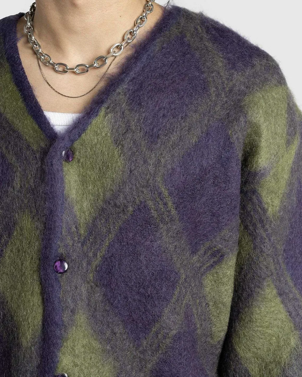 Argyle Mohair Cardigan Lilla