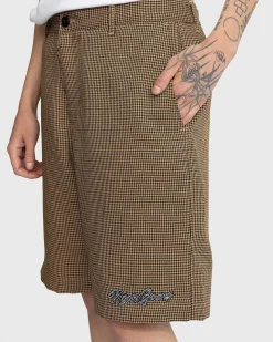 Banned Houndstooth Shorts Brun