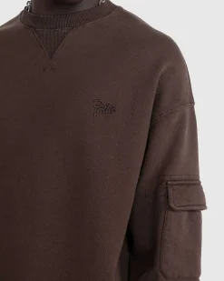 Basic Pigment Dye Pocket Crewneck Sweater Delicioso