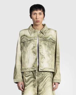 Bolget Denimjakke Gron/Multi