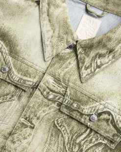 Bolget Denimjakke Gron/Multi