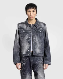 Bolget Denimjakke Sort/Gra