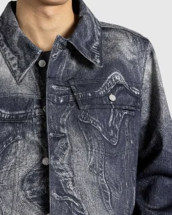 Bolget Denimjakke Sort/Gra