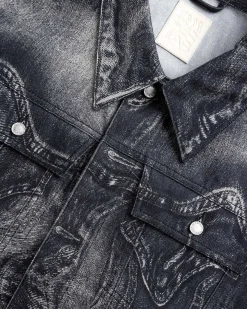 Bolget Denimjakke Sort/Gra
