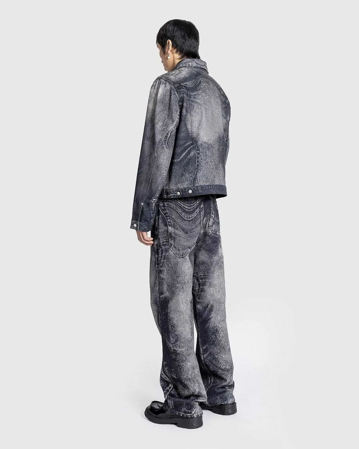 Bolget Denimjakke Sort/Gra