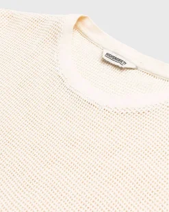 Bomuld Mesh Strik T-Shirt Beige