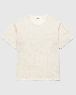 Bomuld Mesh Strik T-Shirt Beige