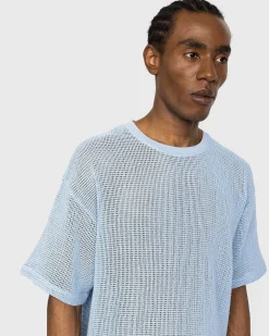Bomuld Mesh Strik T-Shirt Bla
