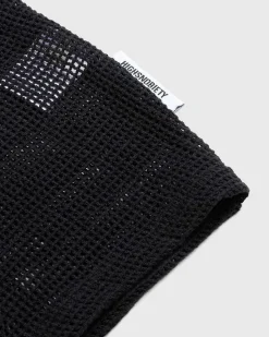 Bomuld Mesh Strik T-Shirt Sort