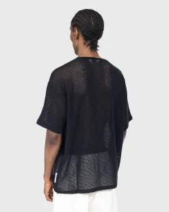 Bomuld Mesh Strik T-Shirt Sort