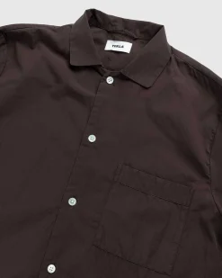 Bomuld Poplin Pyjamas Skjorte Kaffe