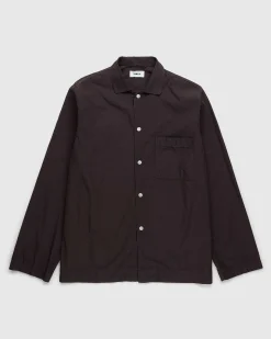Bomuld Poplin Pyjamas Skjorte Kaffe
