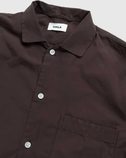 Bomuld Poplin Pyjamas Skjorte Kaffe