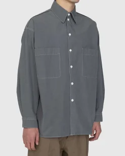 Bomuld Poplin Skjorte Gra