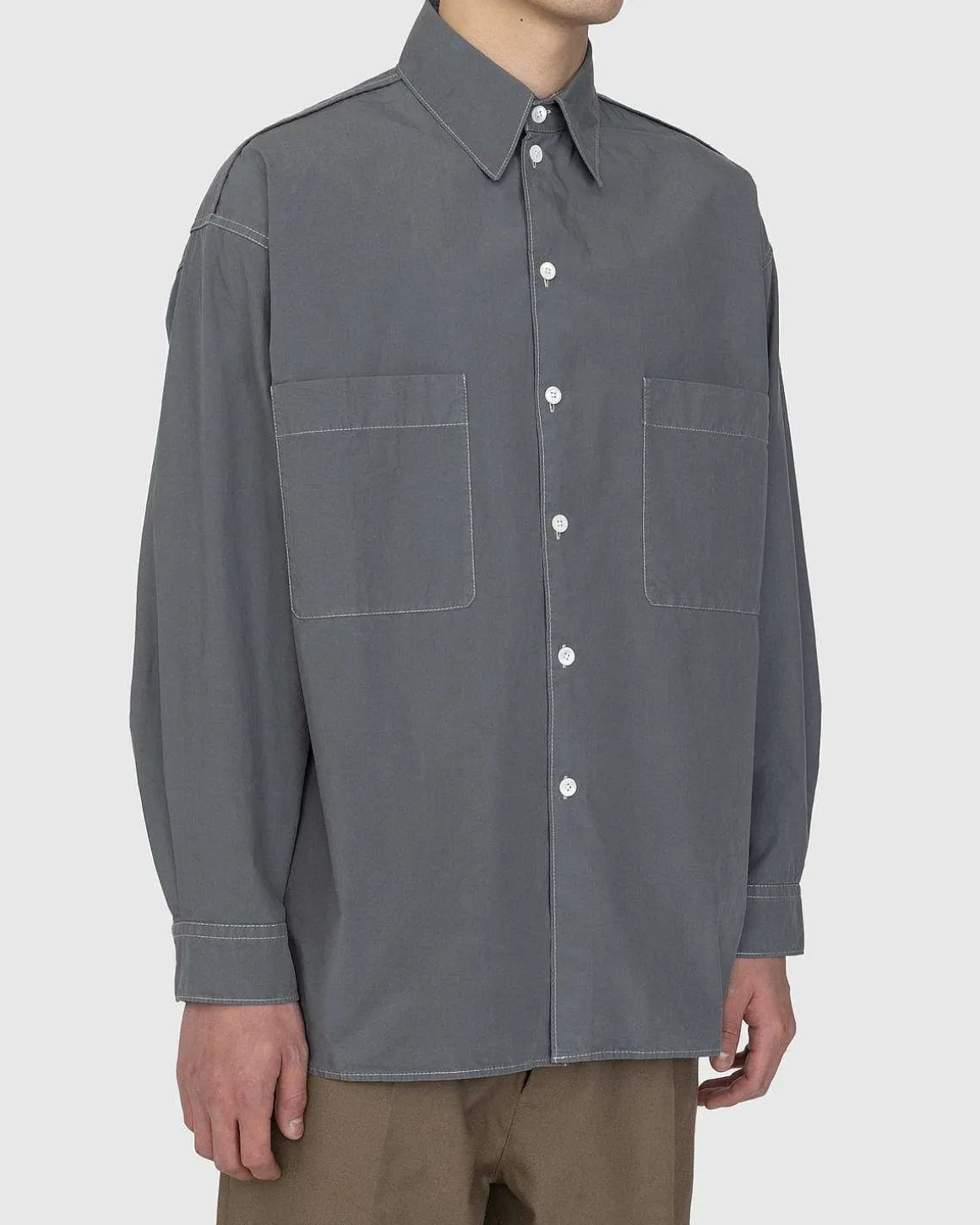 Bomuld Poplin Skjorte Gra
