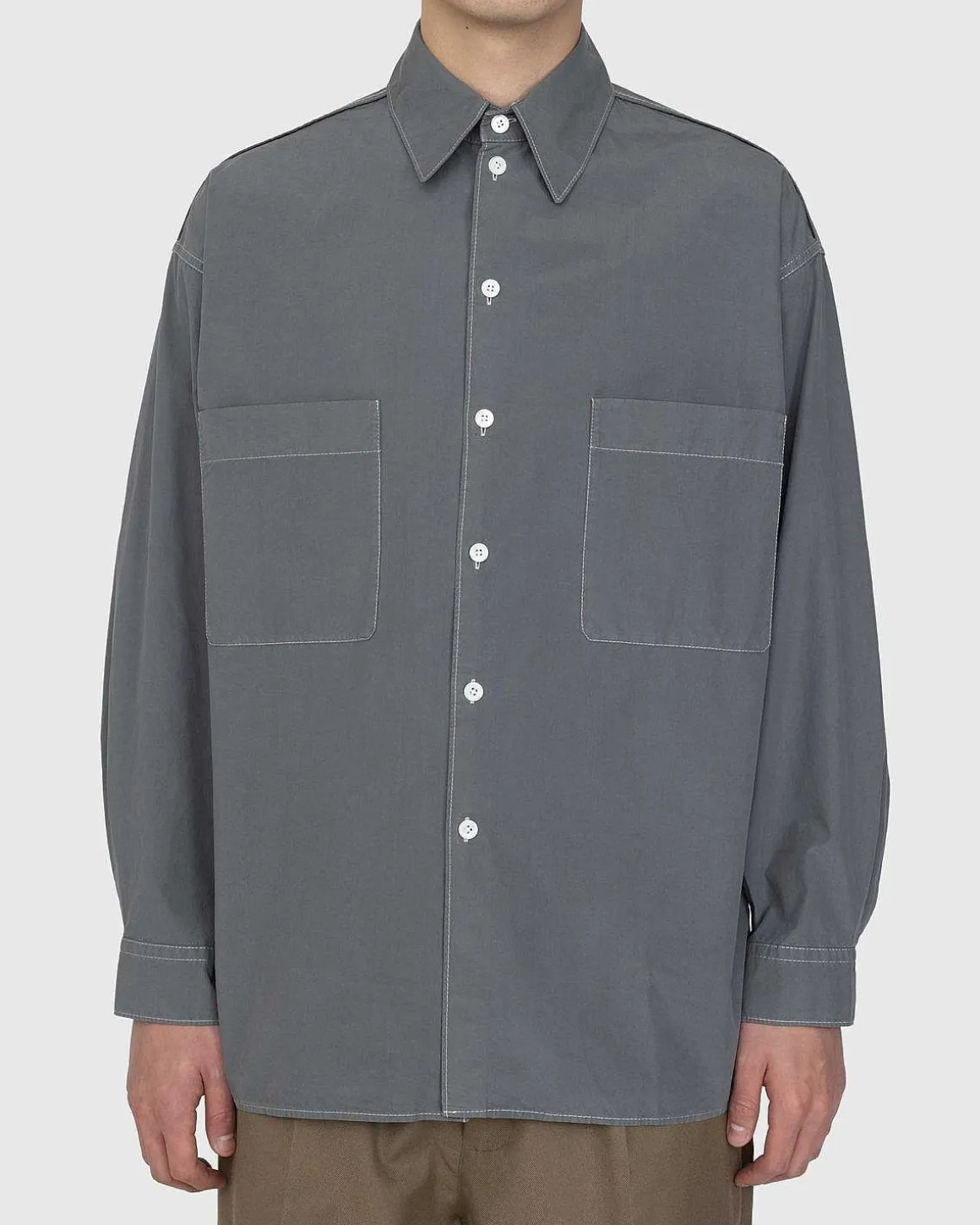 Bomuld Poplin Skjorte Gra