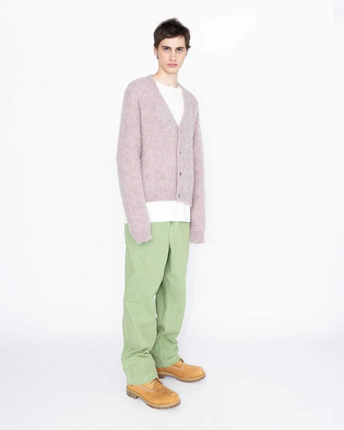 Borstet Alpaca Cardigan Pale Rose