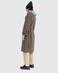 Borstet Alpakauld Melton Trenchcoat Mork Oliven