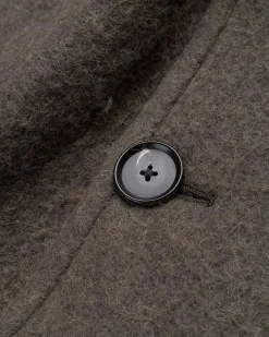 Borstet Alpakauld Melton Trenchcoat Mork Oliven