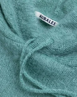 Borstet Mohair Strik Haettetroje Jade Gron