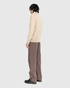 Borstet Mohair Strik Polo Beige