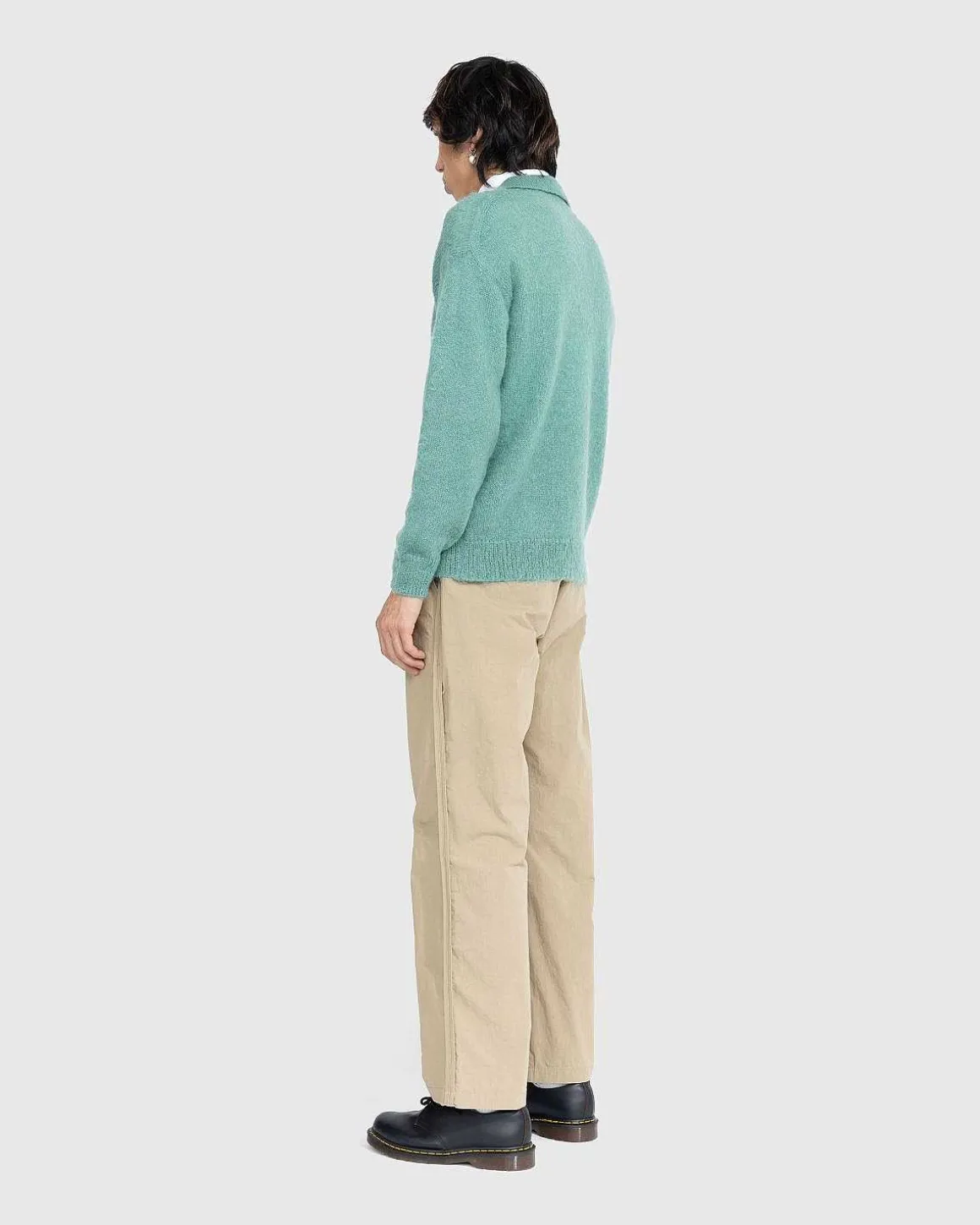 Borstet Mohair Strik Polo Jade Gron