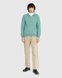 Borstet Mohair Strik Polo Jade Gron