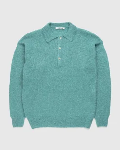 Borstet Mohair Strik Polo Jade Gron