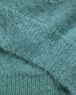 Borstet Mohair Strik Polo Jade Gron