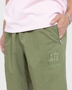 Borstet Nylon Trackpants Gron