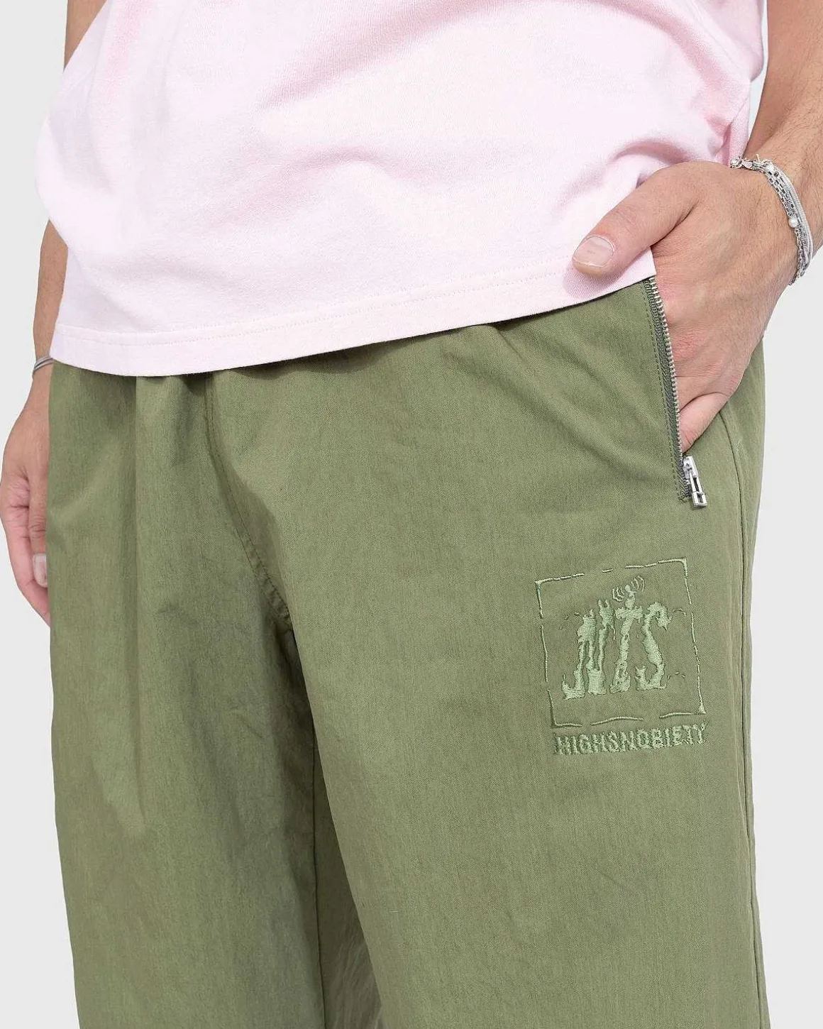 Borstet Nylon Trackpants Gron