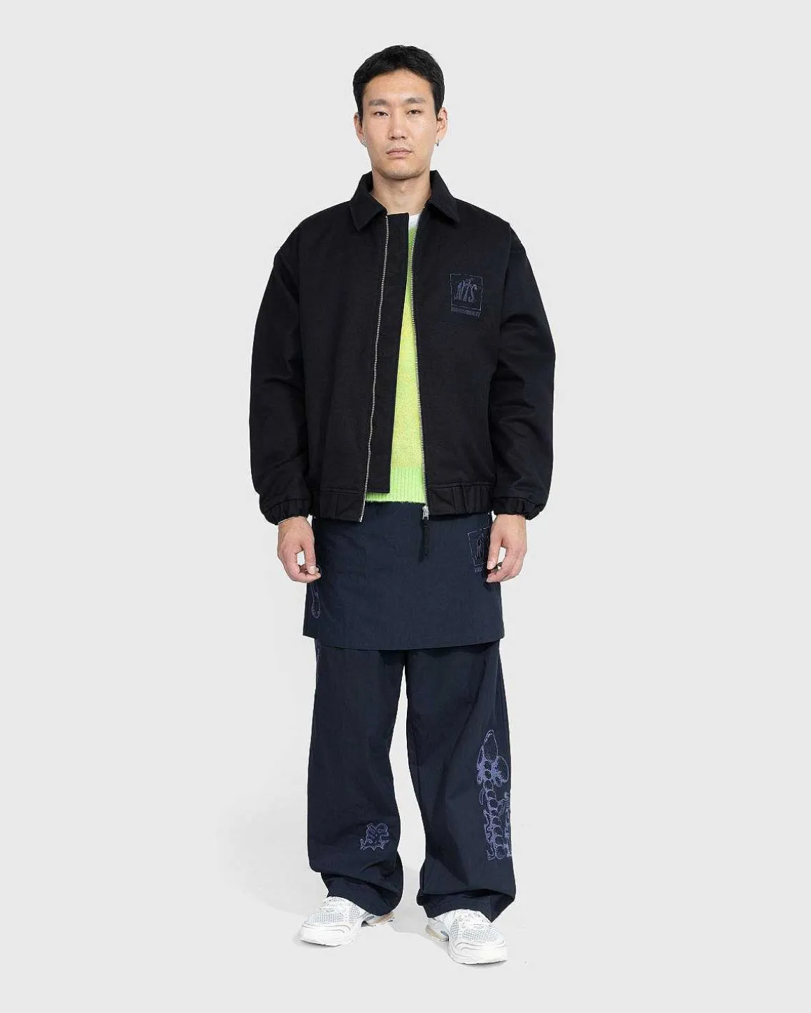 Borstet Nylon Trackpants Navy