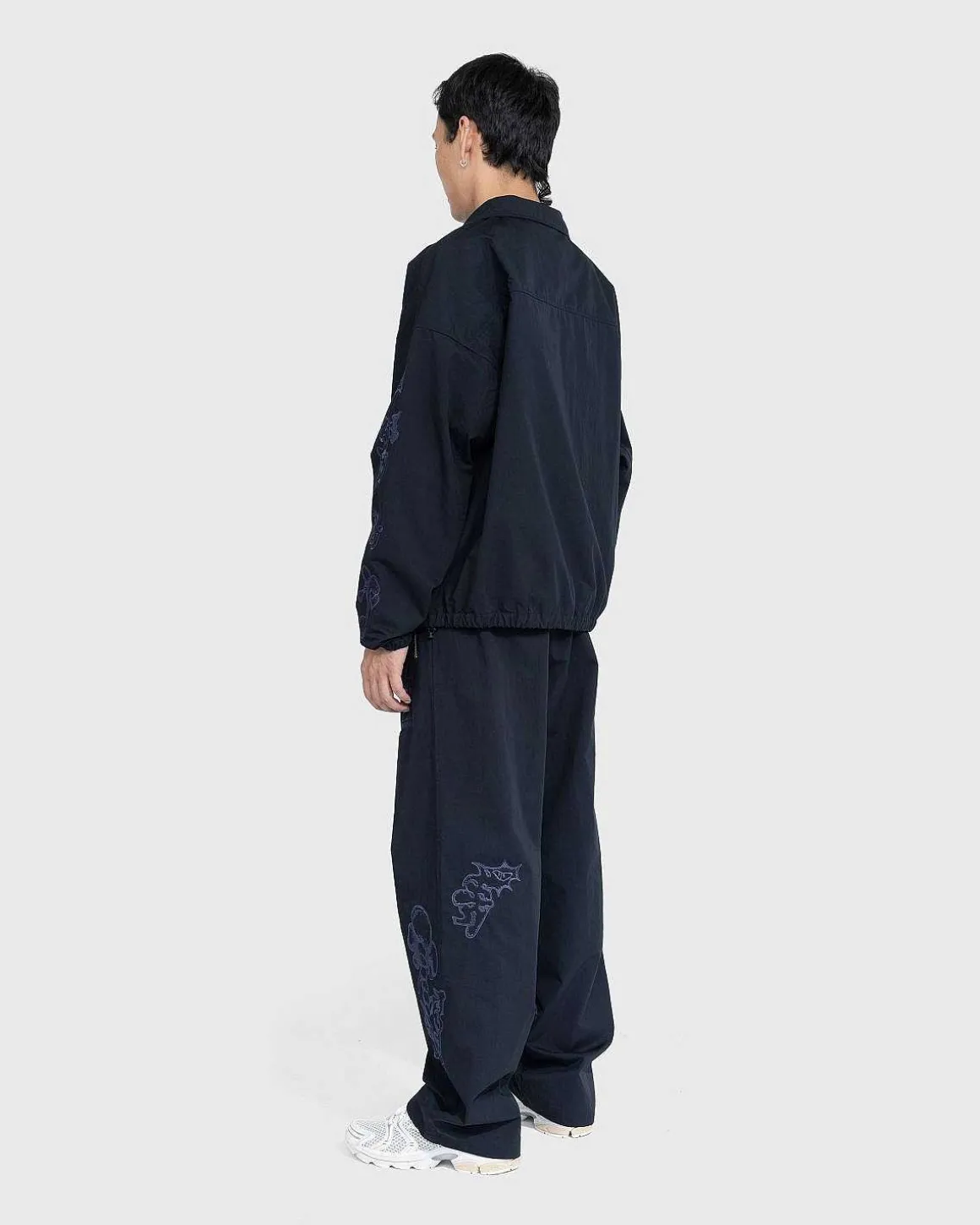 Borstet Nylon Trackpants Navy