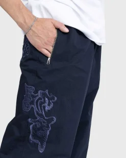 Borstet Nylon Trackpants Navy