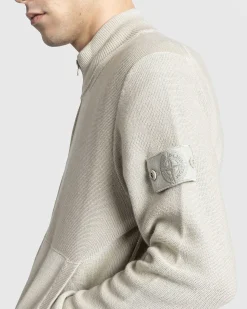Cardigan Med Halv Lynlas I Beige
