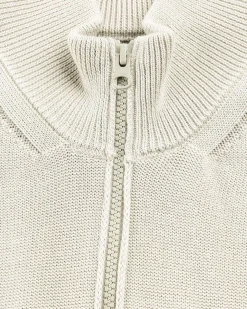 Cardigan Med Halv Lynlas I Beige